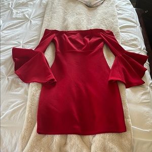 Red off the sholder dress